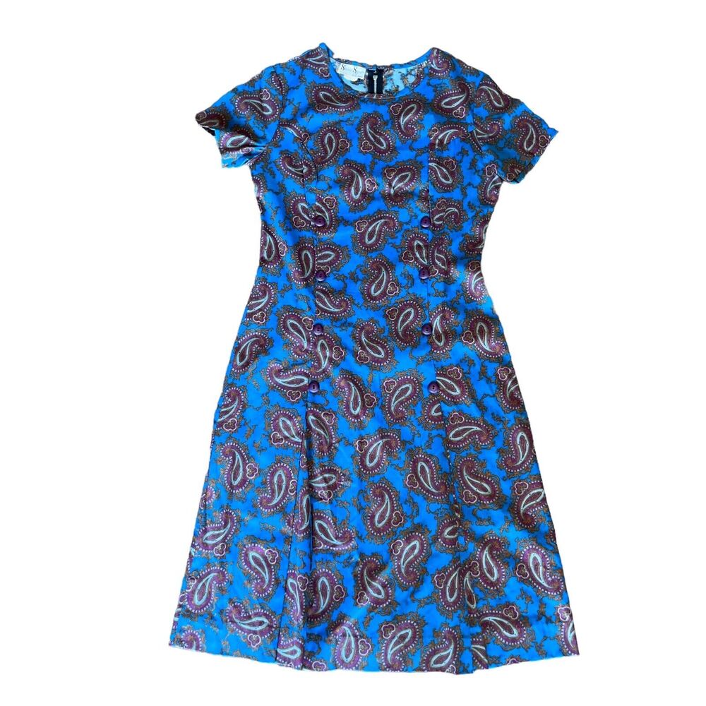Vintage Dress Pleated Paisley